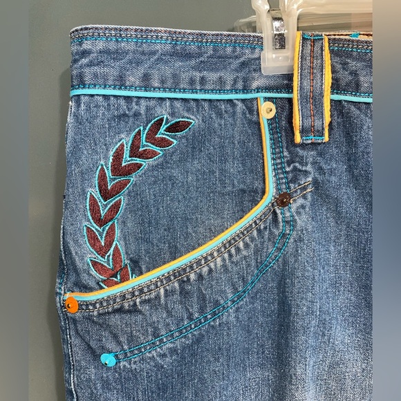 Coogi Mens Australia Size W 48 x L 26.5 Embroidered Pockets Blue Denim Jeans - Picture 4 of 11